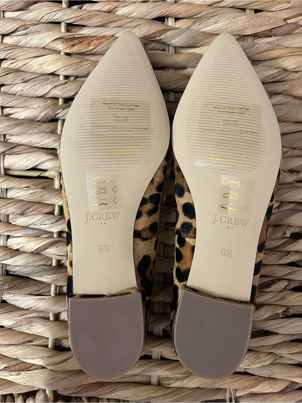 J. Crew Leopard Print Pointed Toe Flats - Brown/Black